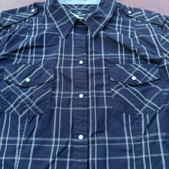Banana Republic Black Plaid Button-Down Shirt - Size XL - Picture 2 of 8